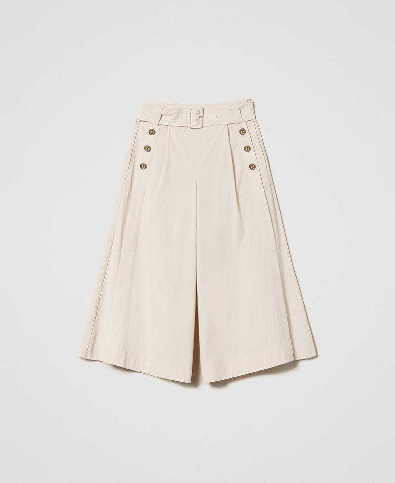 Pantalon cropped en popeline Beige « Parchment » Femme 241TT2053-0S