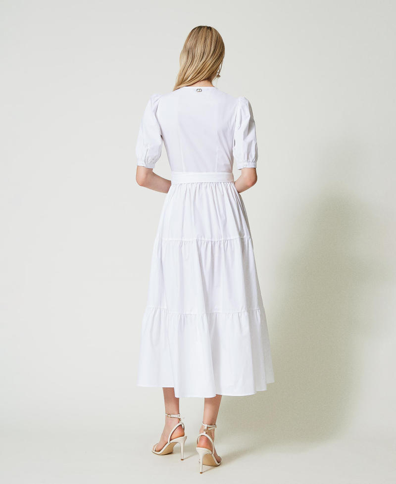 Long poplin wrap-around dress White Woman 241TT2063-03