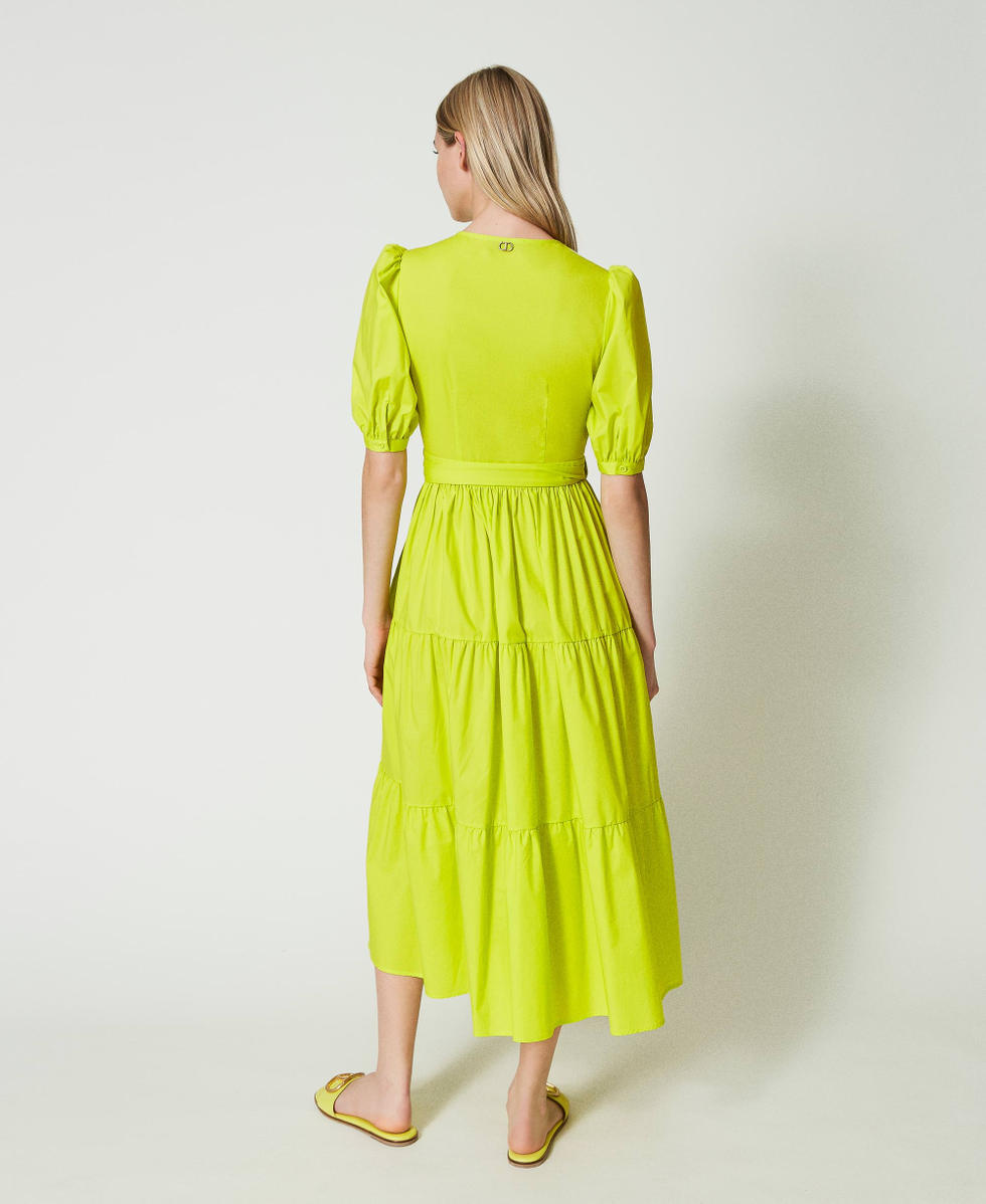 Long poplin wrap around dress Woman Yellow TWINSET Milano