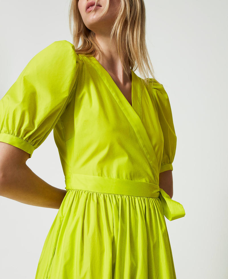 Robe longue portefeuille en popeline