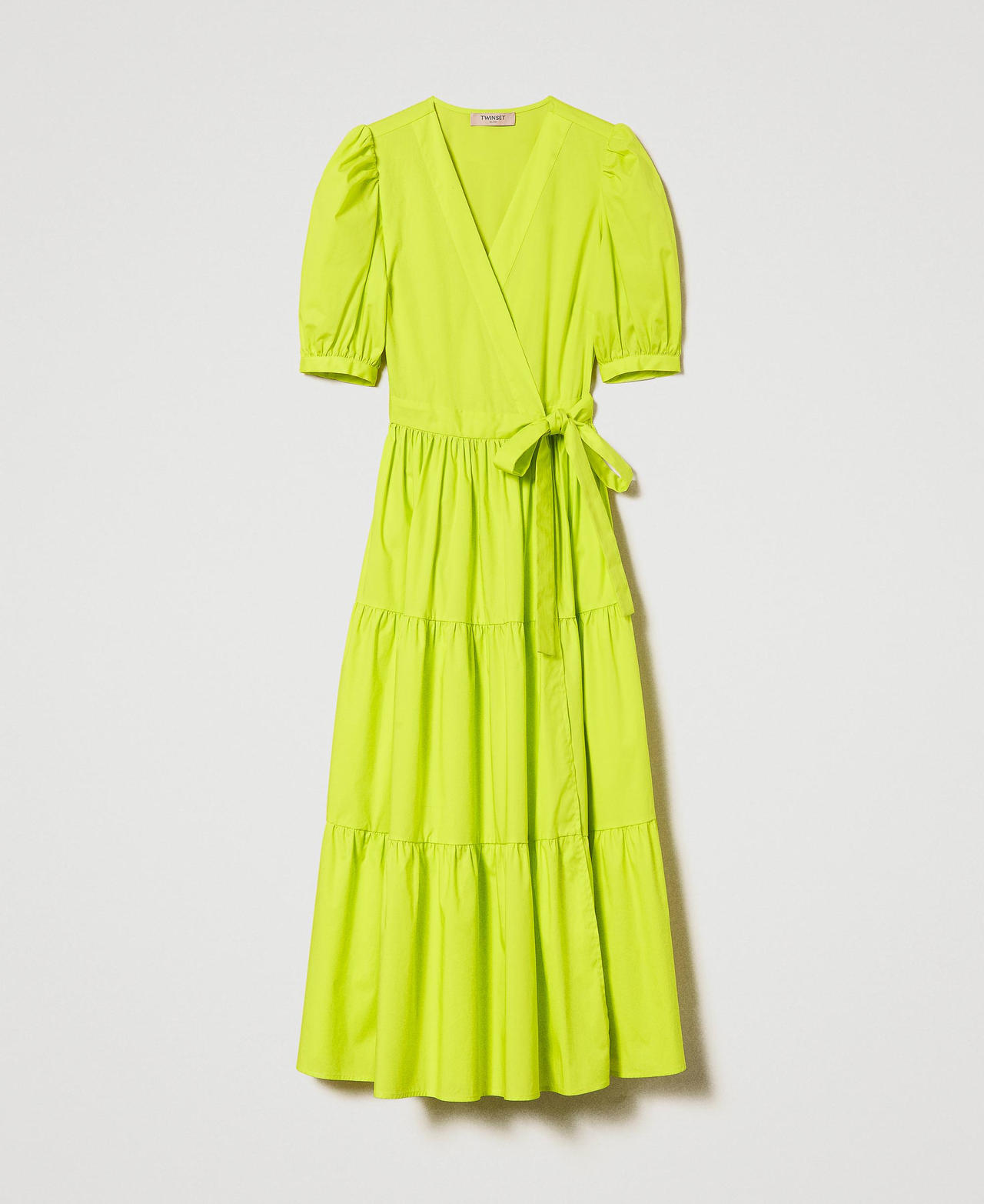 Robe longue portefeuille en popeline
