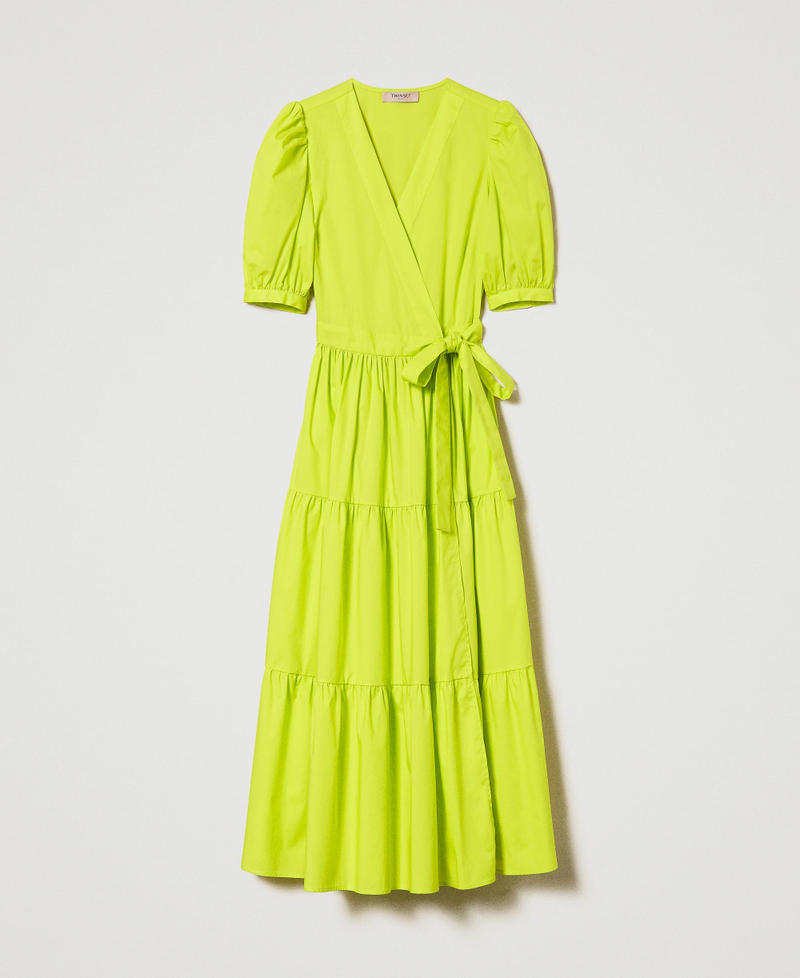Robe longue portefeuille en popeline