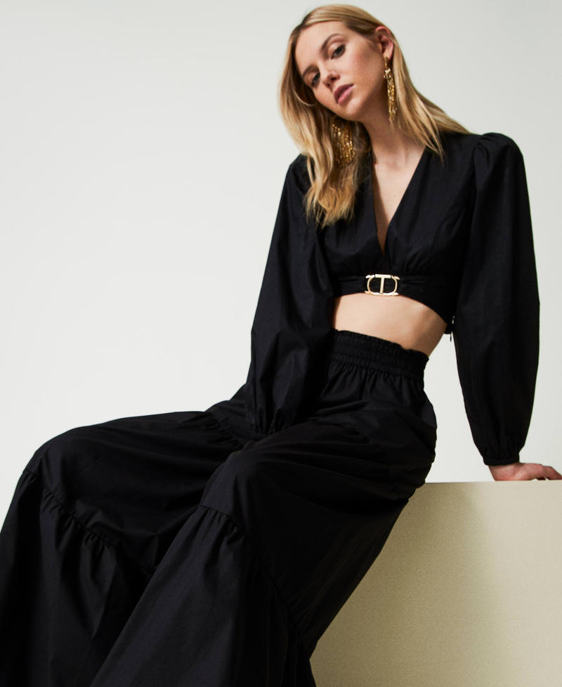 Pantalon ample en popeline