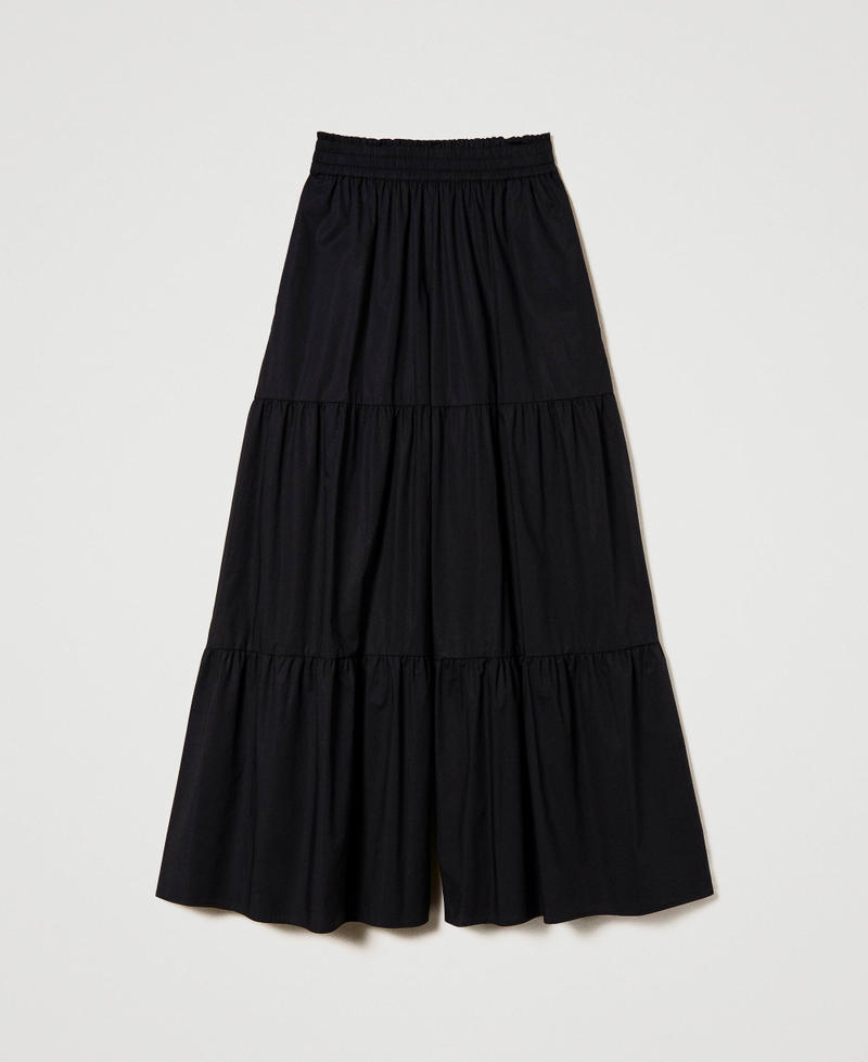 Wide leg poplin trousers