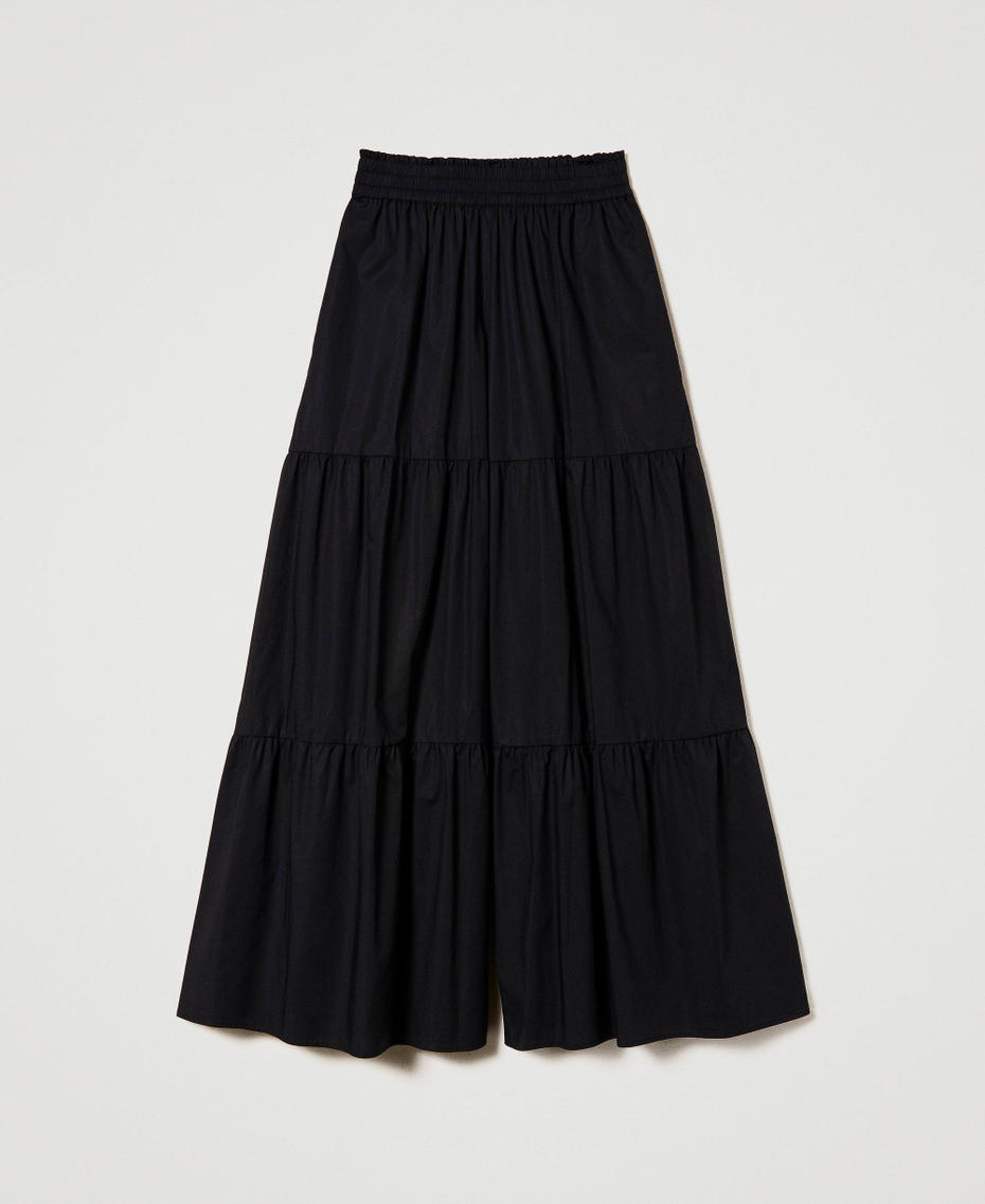 Wide leg poplin trousers