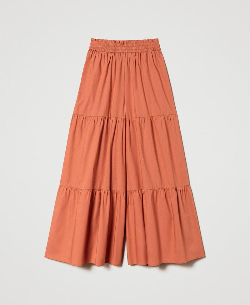 Wide leg poplin trousers "Canyon Sunset" Orange Woman 241TT2067_11536_S0