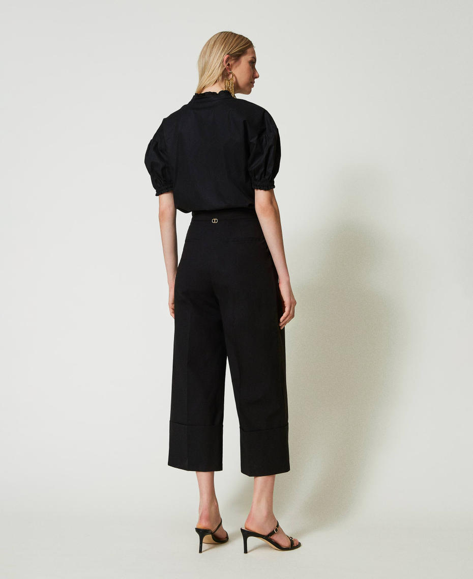 Straight fit poplin trousers