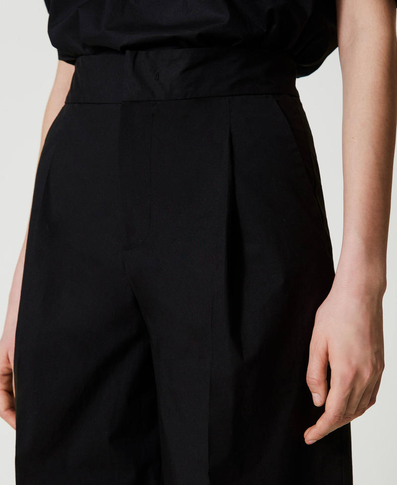 Straight fit poplin trousers