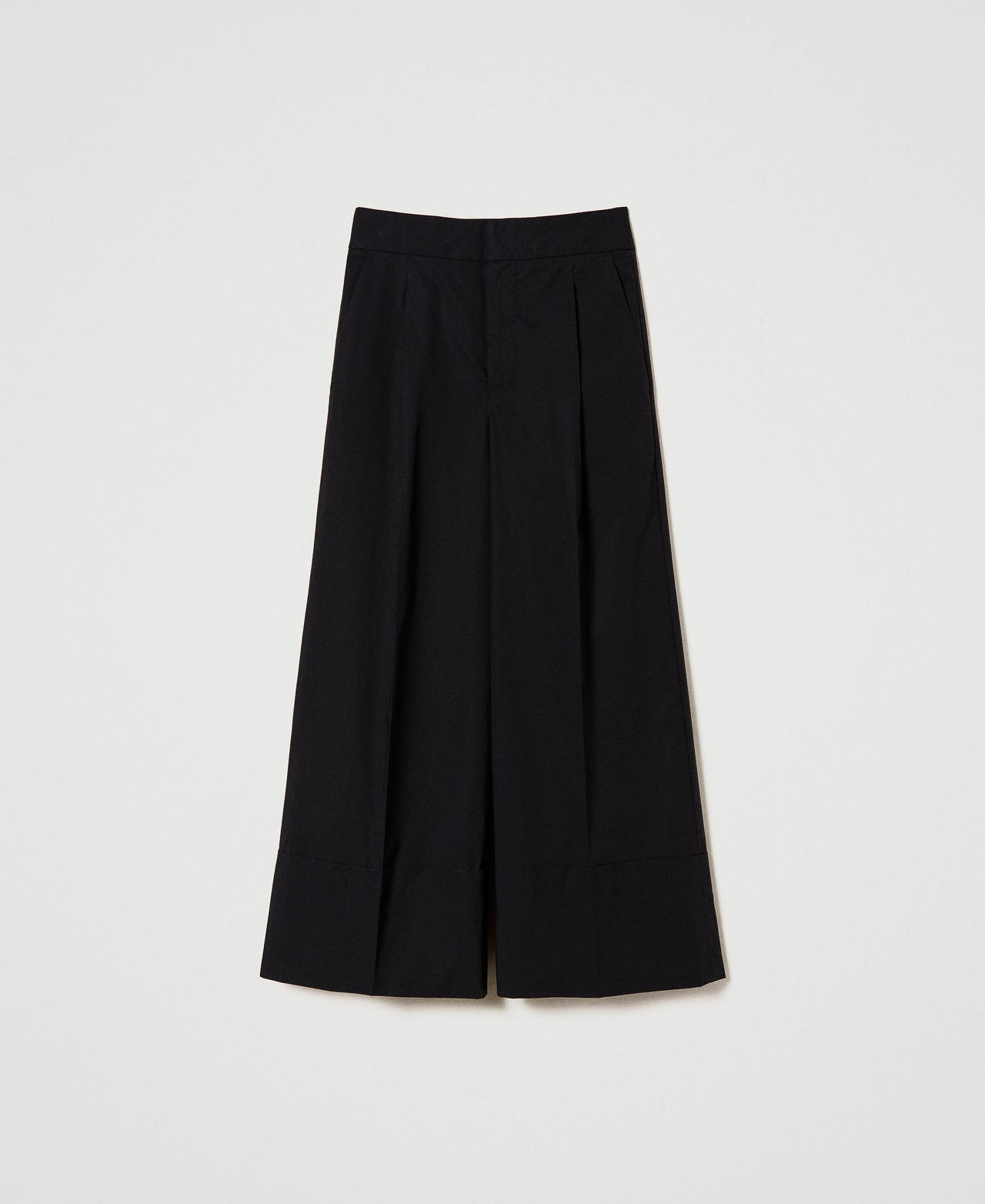 Straight fit poplin trousers