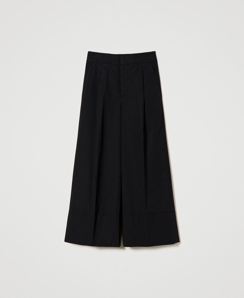 Straight fit poplin trousers