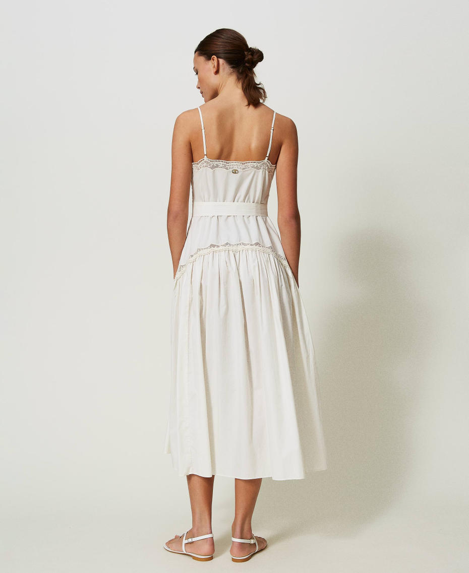 Длинное платье с цветочной вышивкой Белый женщина 241TT2080-03