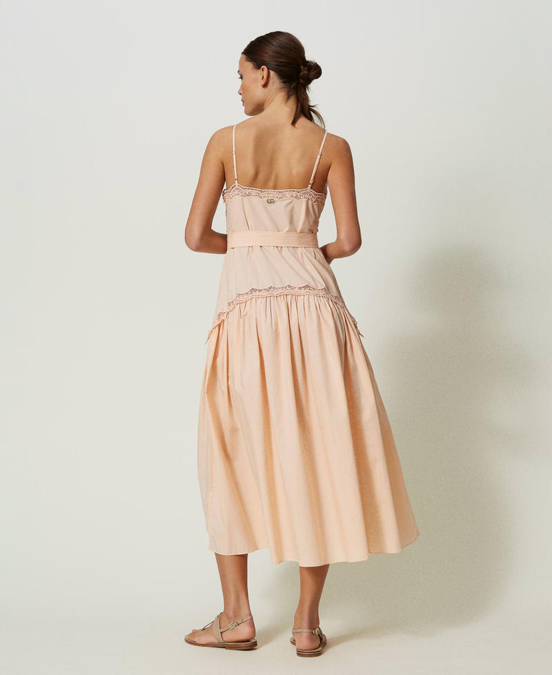 Long dress with floral embroideries "Pale Peach&rdquo; Pink Woman 241TT2080_11538_03