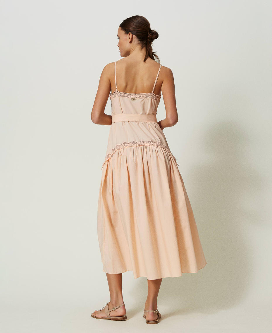 Abito lungo con ricami a fiori Rosa "Pale Peach" Donna 241TT2080_11538_03