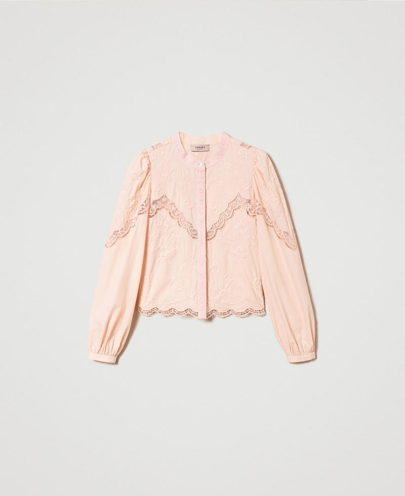 Shirt with floral embroideries "Pale Peach” Pink Woman 241TT2081-0S
