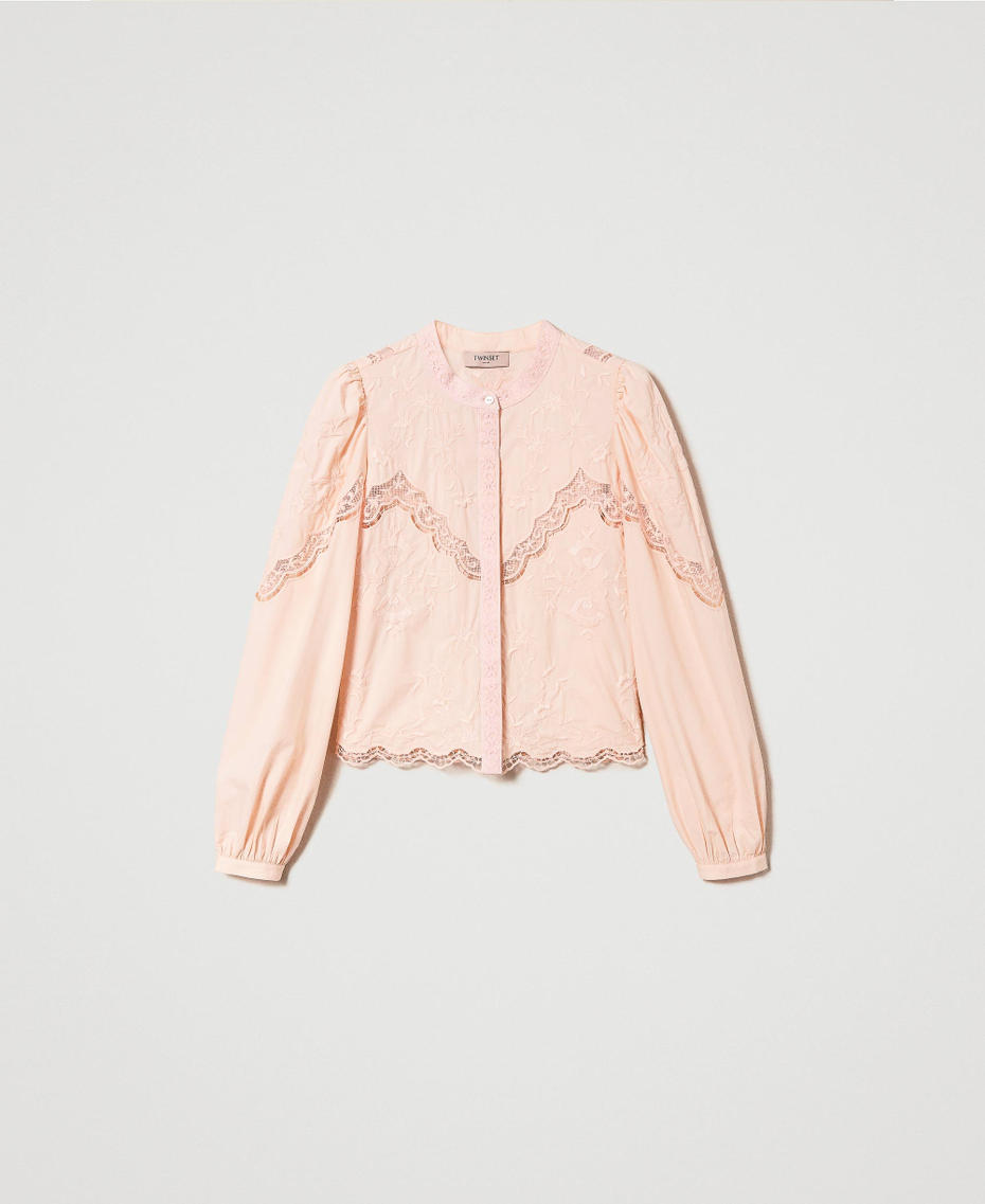 Shirt with floral embroideries "Pale Peach” Pink Woman 241TT2081-0S