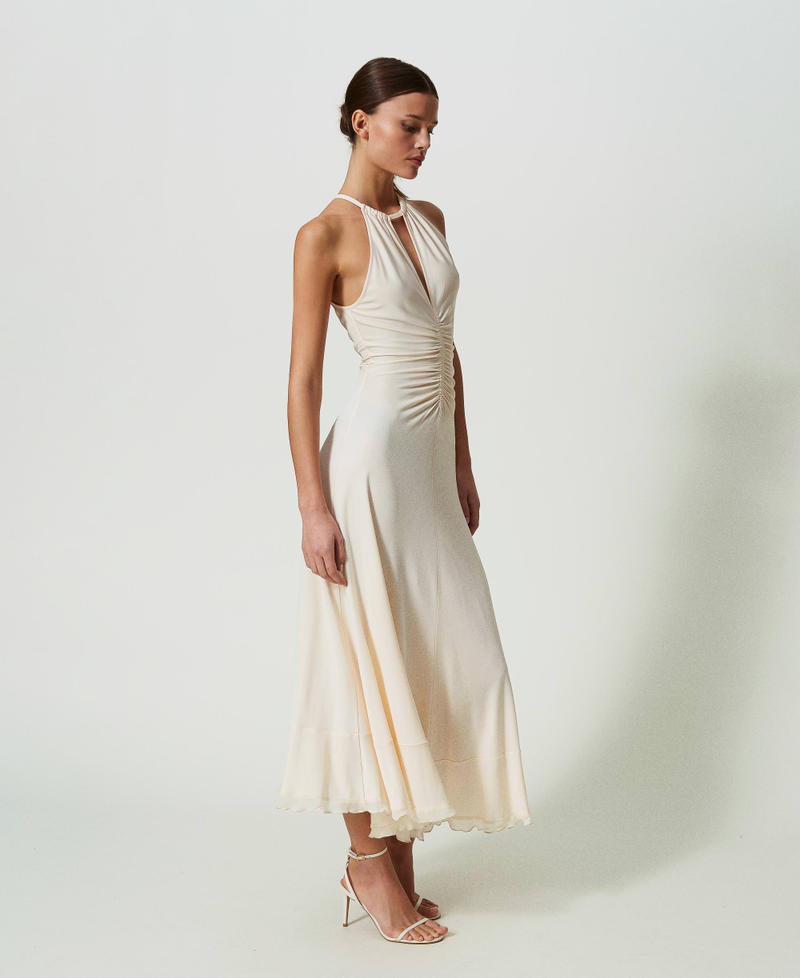 Long fitted dress with gathering