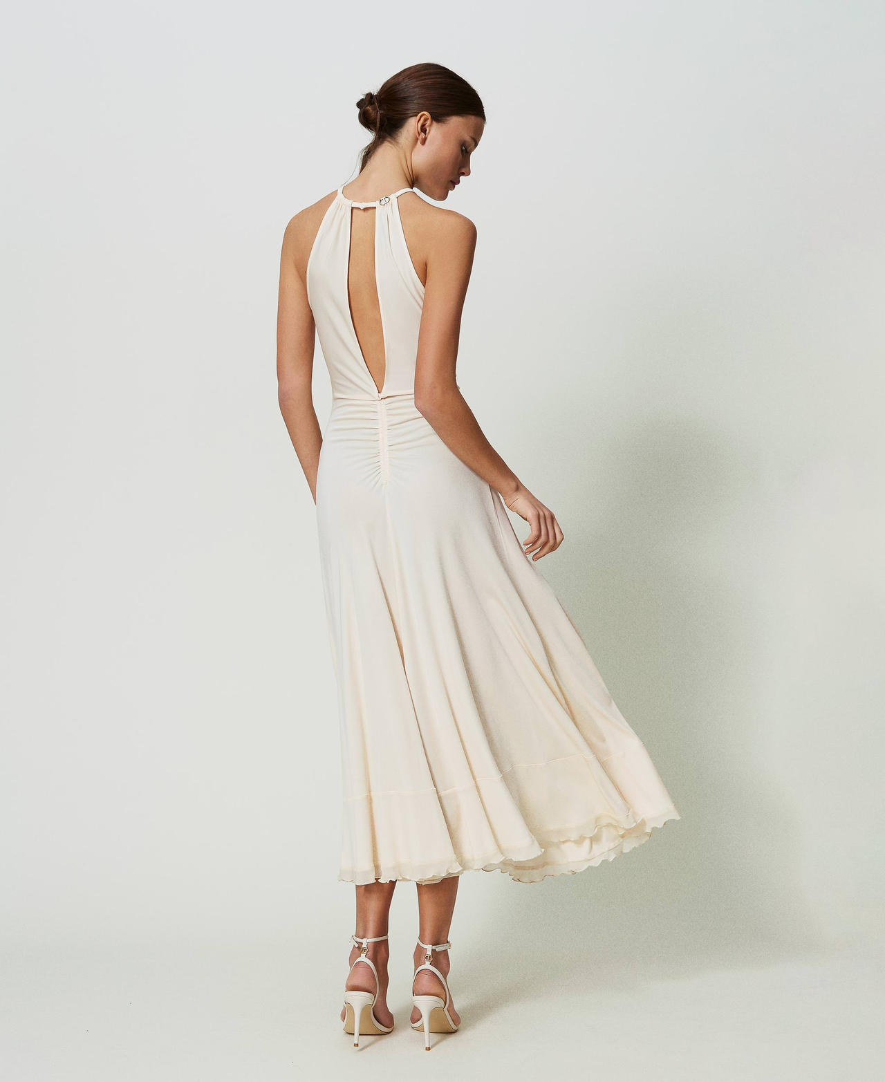 Long fitted dress with gathering