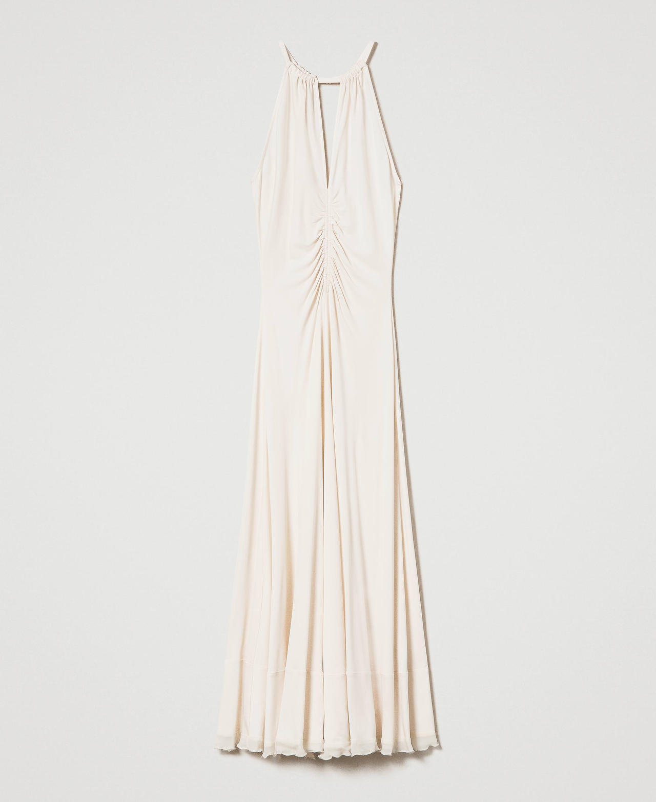 Long fitted dress with gathering