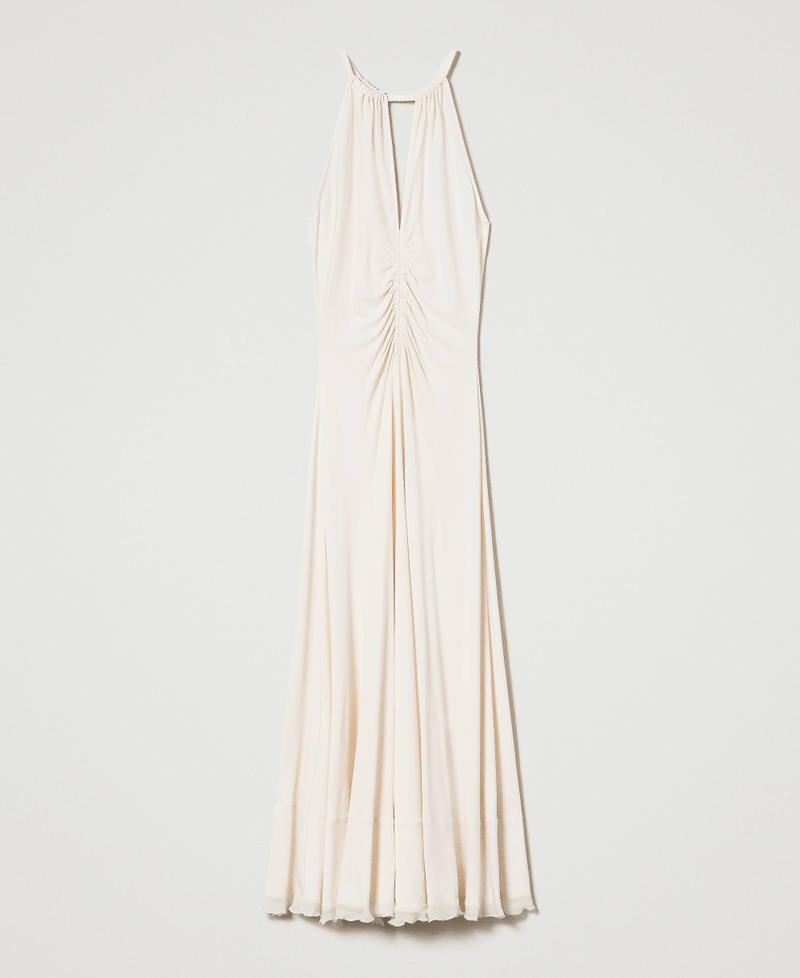 Длинное облегающее платье со сборками Бежевый "Пергамент" женщина 241TT2090-0S