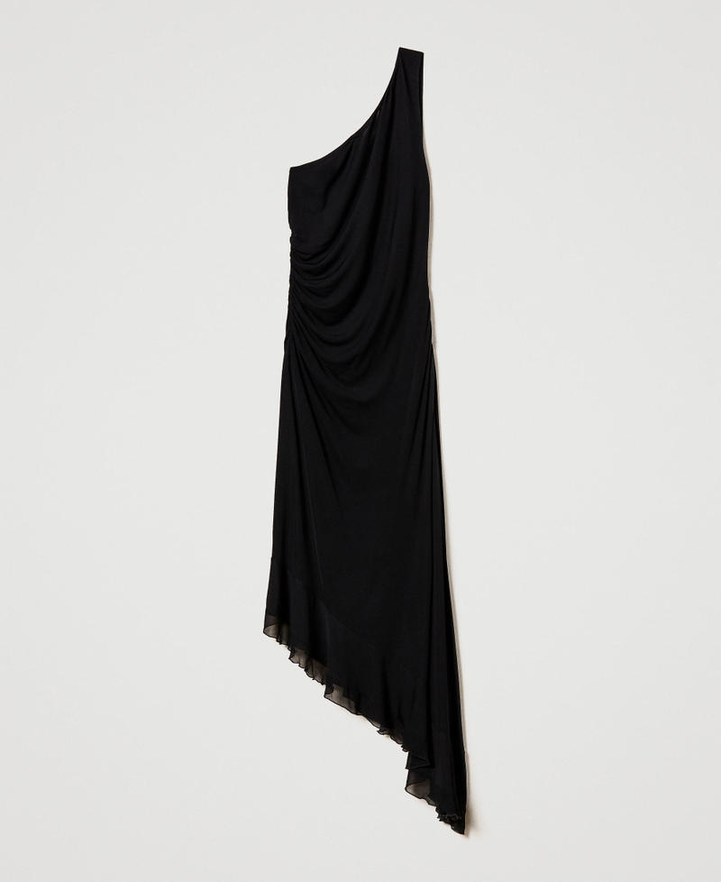 Robe midi asymétrique avec drapés Noir Femme 241TT2093-01