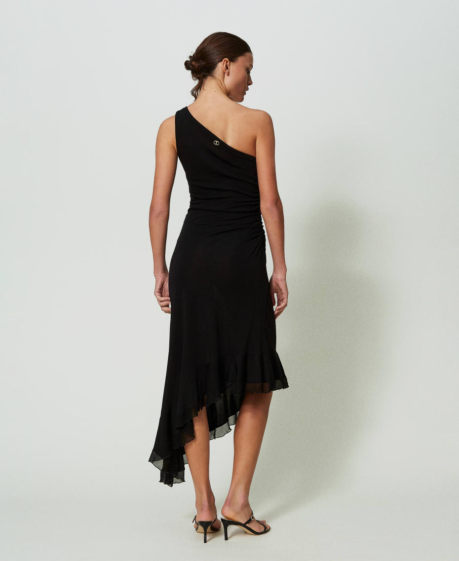 Midi one-shoulder dress with draping