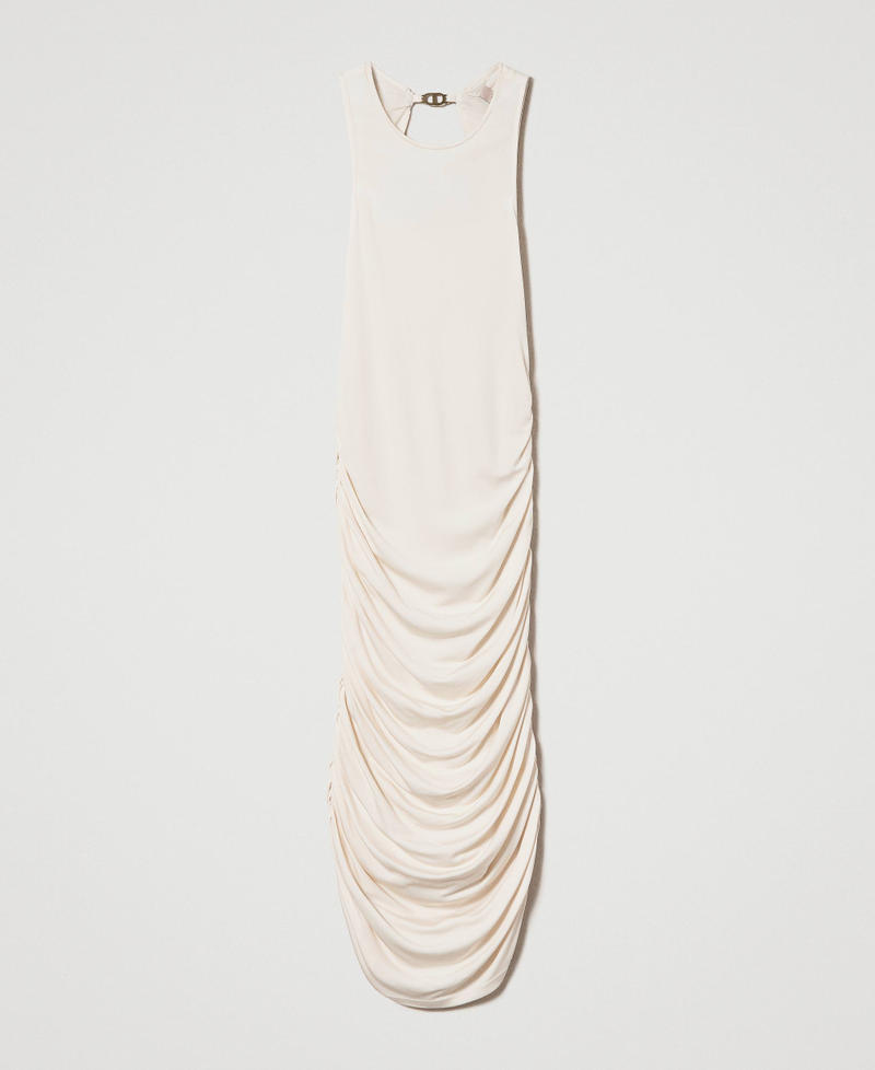 Midi dress with draping "Parchment" Beige Woman 241TT2097-0S