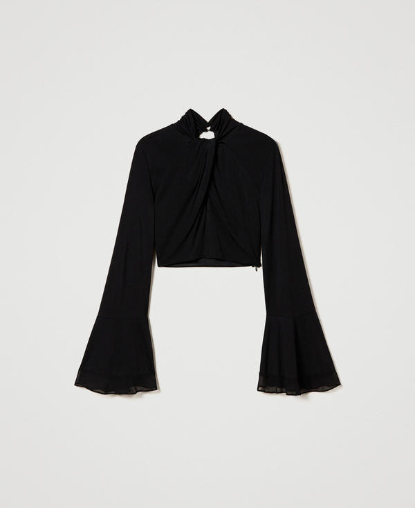 Blusa cropped con drappeggio