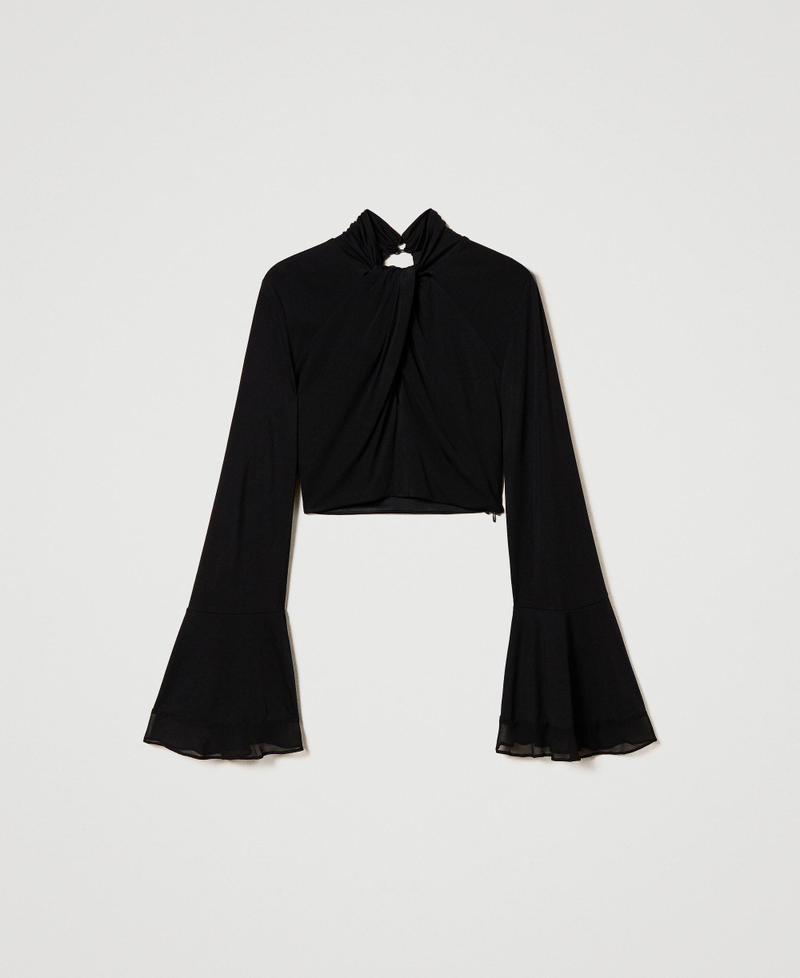 Cropped blouse with draping