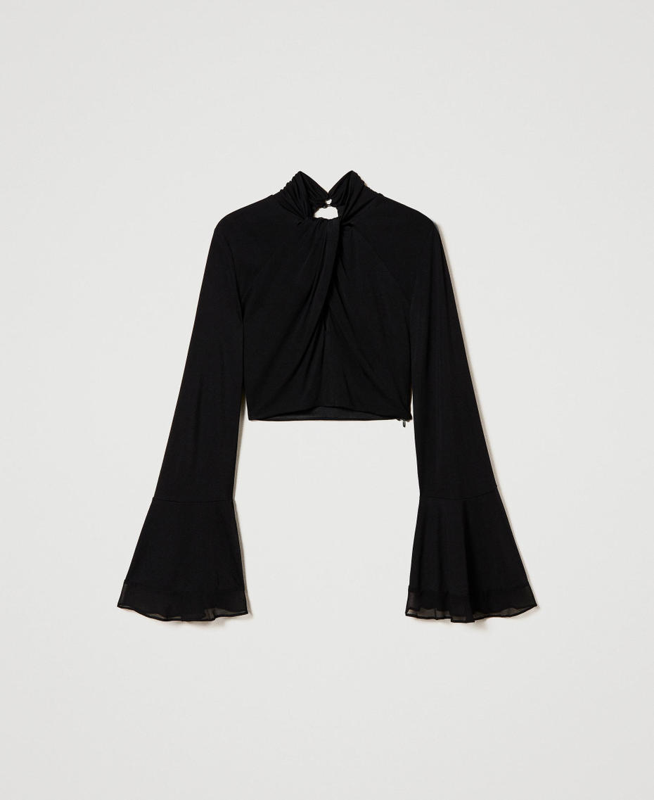 Cropped blouse with draping