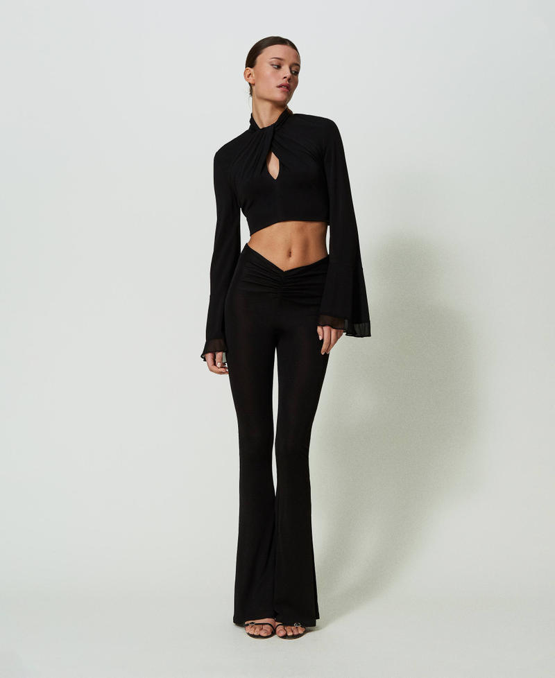 Cropped blouse with draping Black Woman 241TT2099-0T