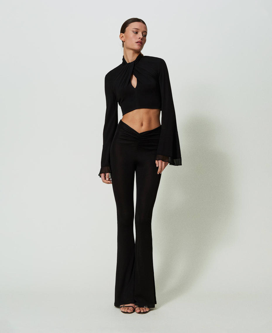 Cropped blouse with draping Black Woman 241TT2099-0T