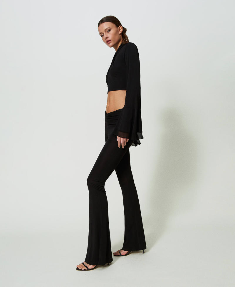 Flared trousers with gathering Black Woman 241TT209A-01