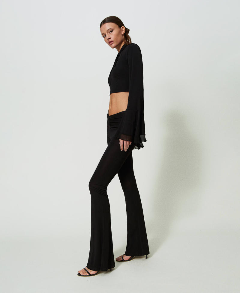 Flared trousers with gathering Black Woman 241TT209A_00006_01