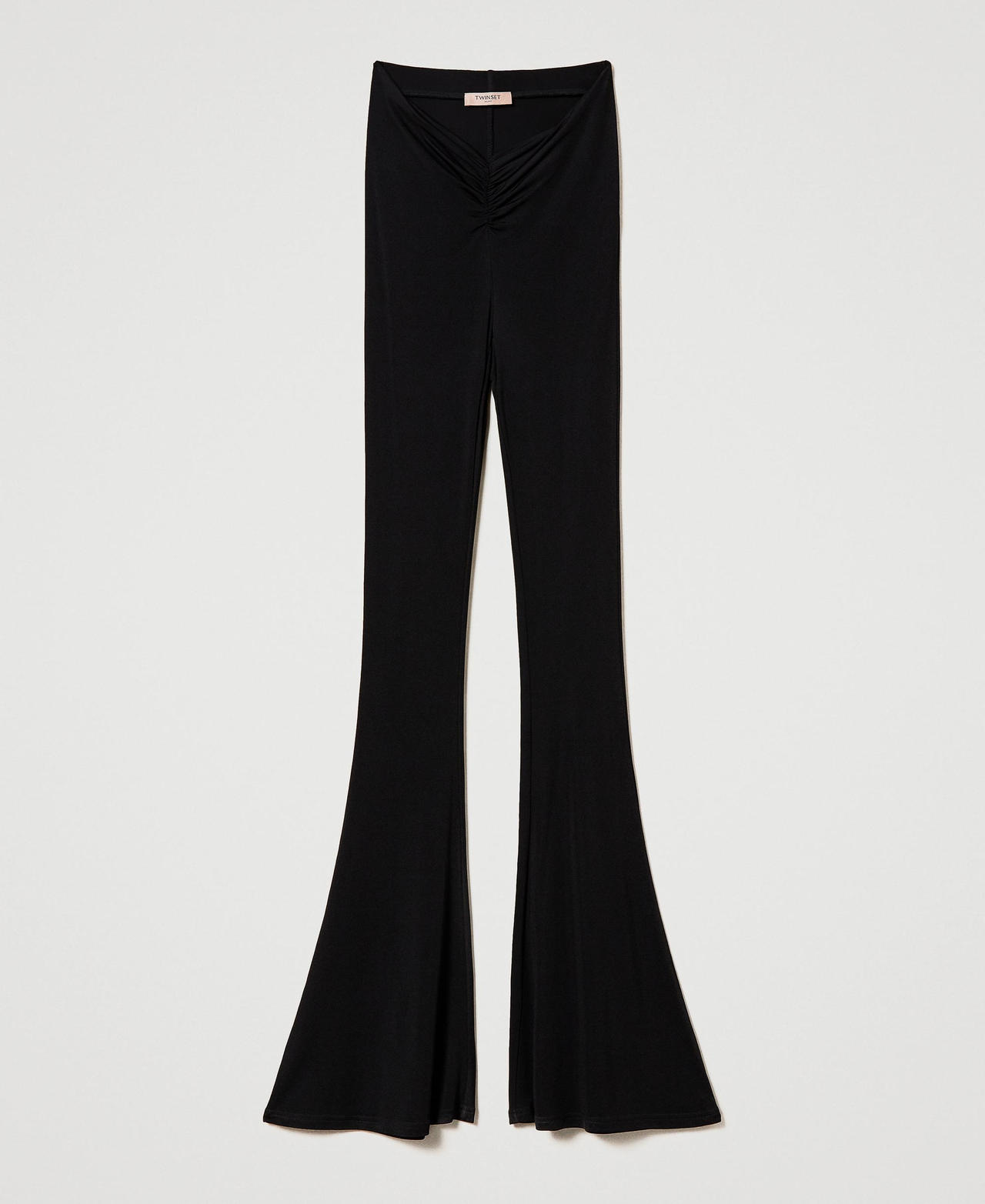 Расклешенные брюки со сборкой Черный женщина 241TT209A-0S
