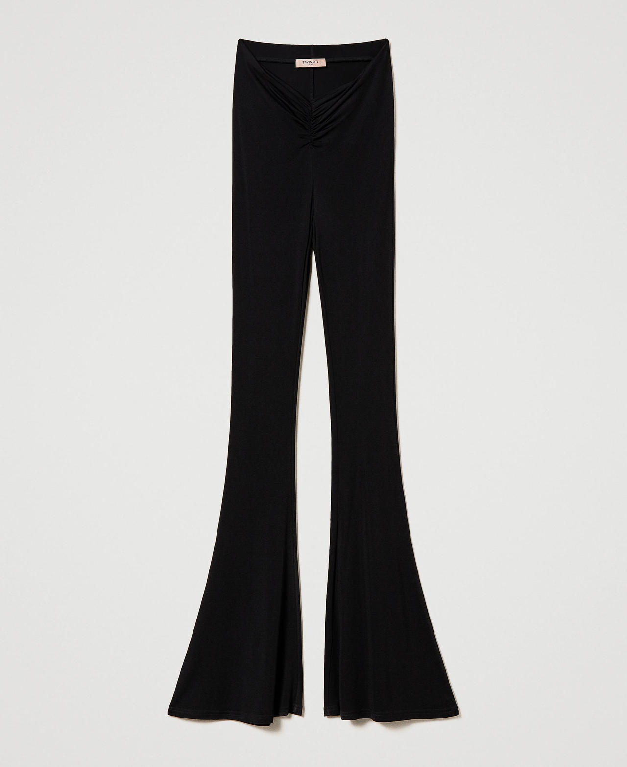 Flared trousers with gathering Black Woman 241TT209A_00006_0S