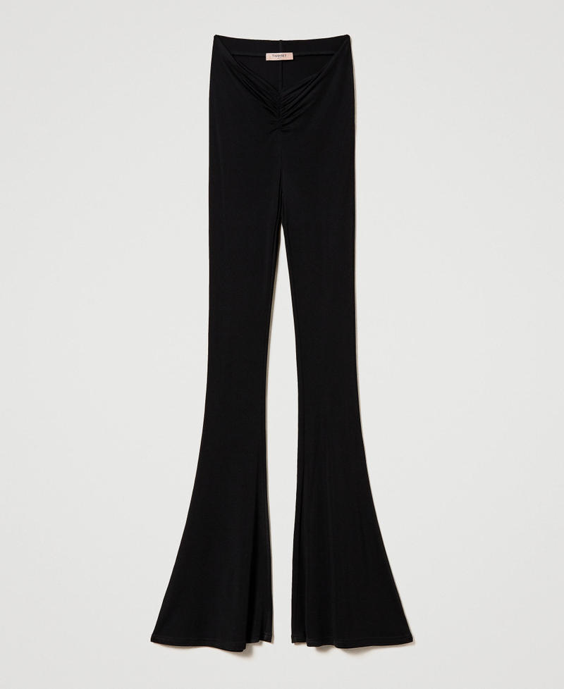 Расклешенные брюки со сборкой Черный женщина 241TT209A-0S