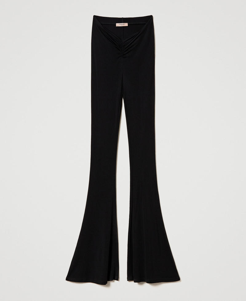 Flared trousers with gathering Black Woman 241TT209A_00006_0S