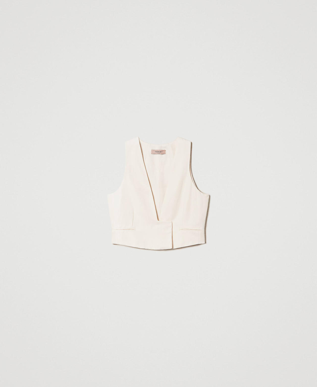 Gilet cropped en lin mélangé