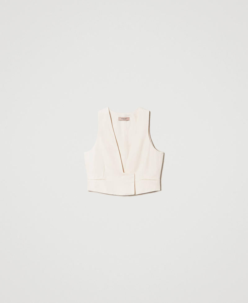Gilet cropped en lin mélangé