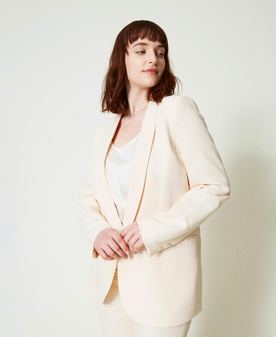 Blazer en lin mélangé Beige « Parchment » Femme 241TT2101-01