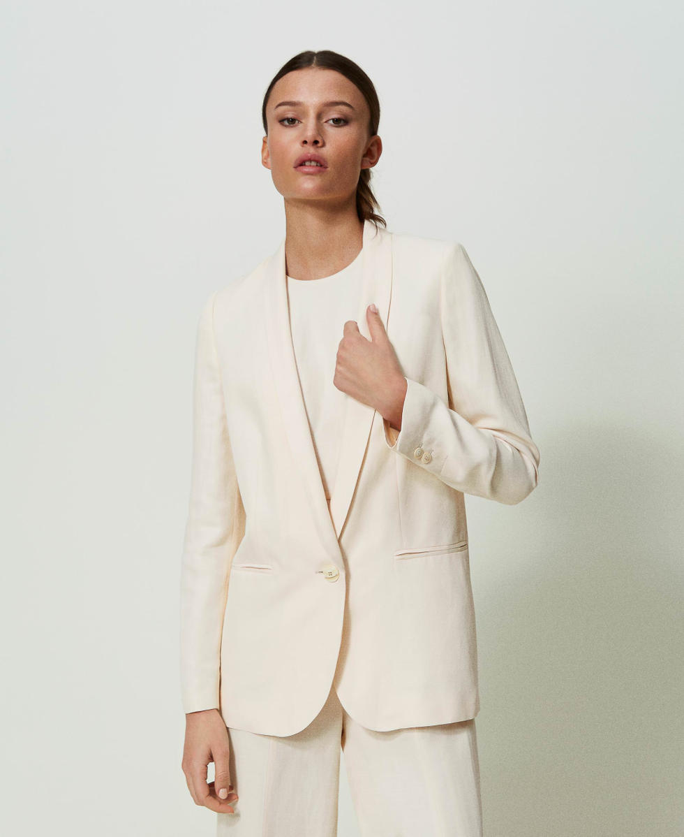 Chaqueta blazer de lino mixto