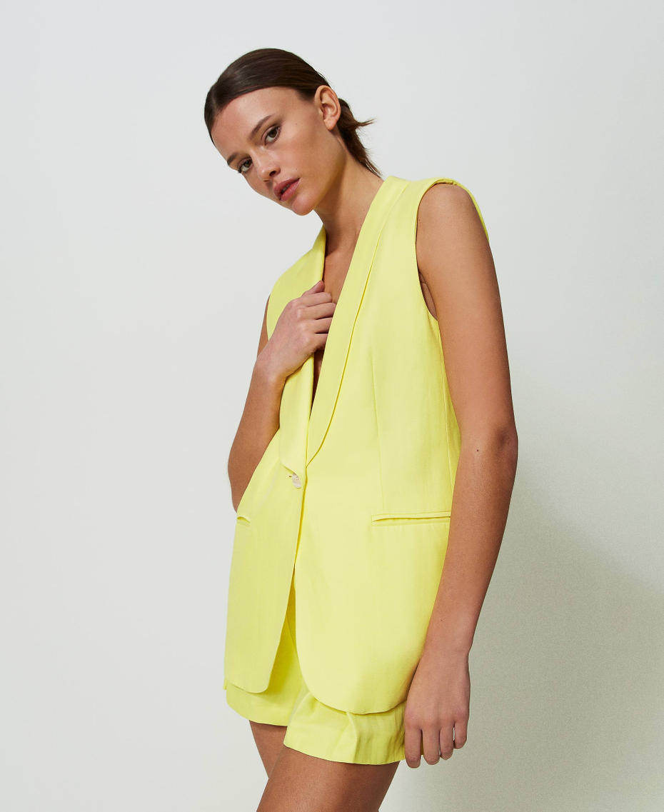 Linen blend waistcoat "Celandine” Yellow Woman 241TT2102-01