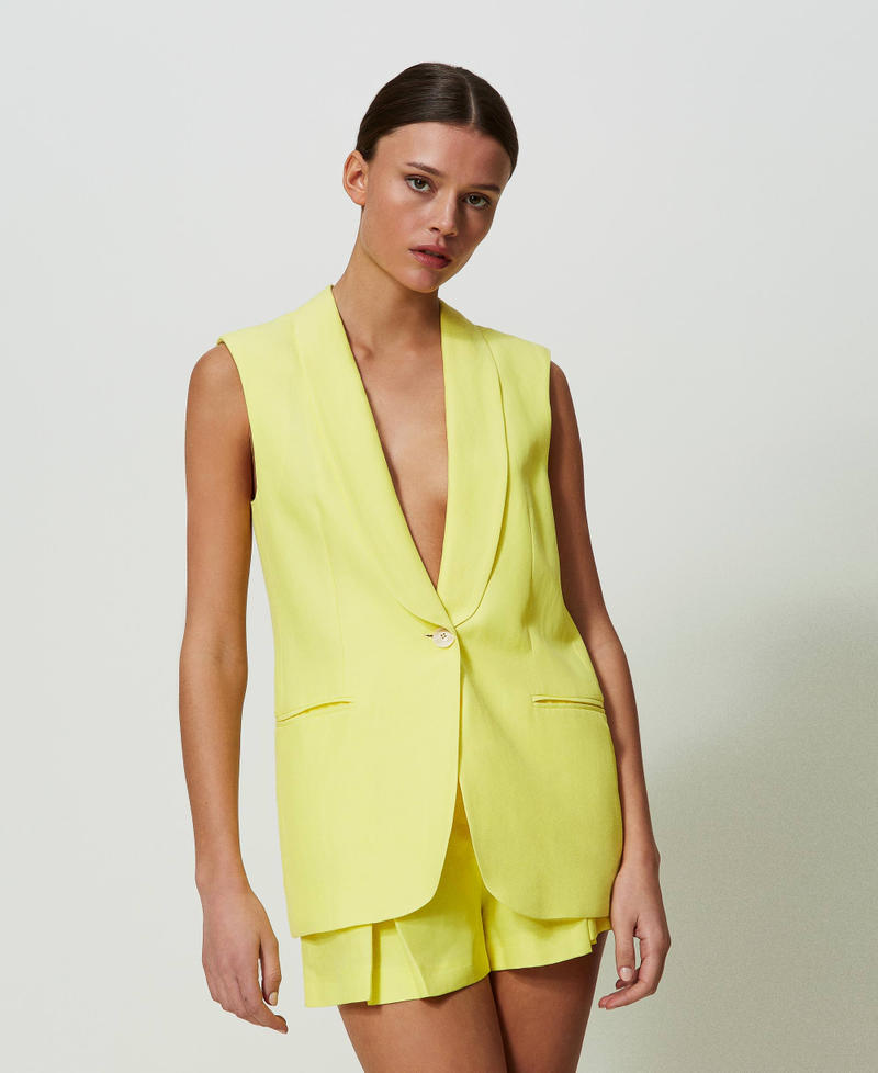 Linen blend waistcoat "Celandine” Yellow Woman 241TT2102-02