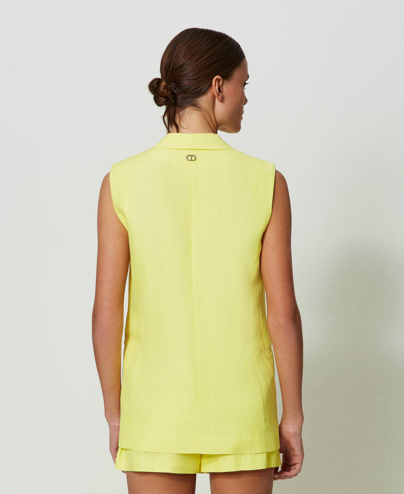 Linen blend waistcoat "Celandine” Yellow Woman 241TT2102-03