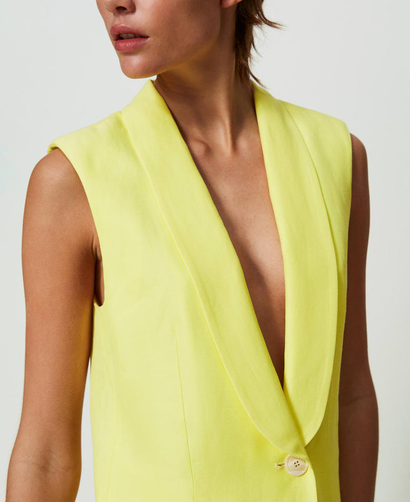 Linen blend waistcoat "Celandine” Yellow Woman 241TT2102-04