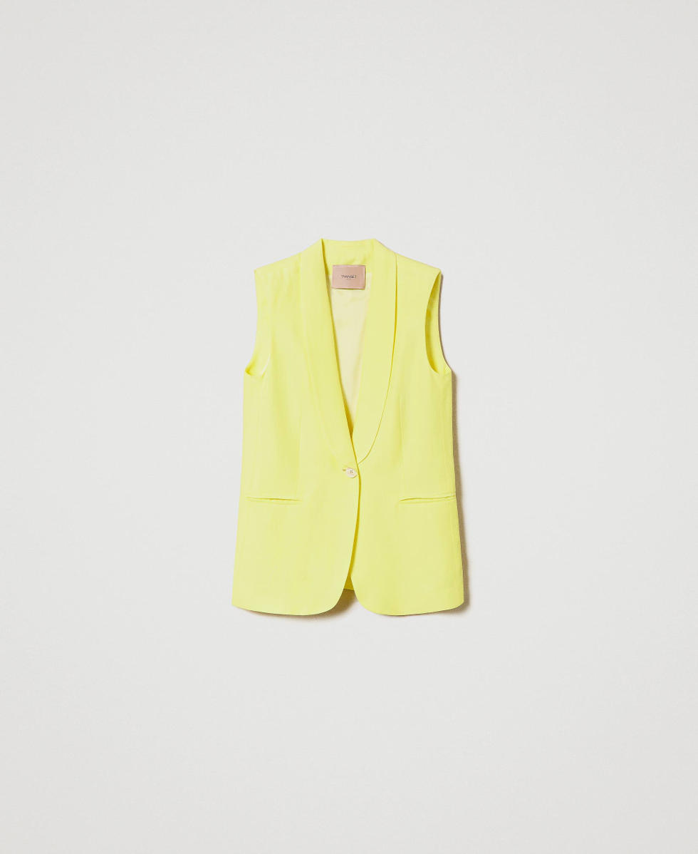 Chaleco de mezcla de lino Mujer Amarillo TWINSET Milano