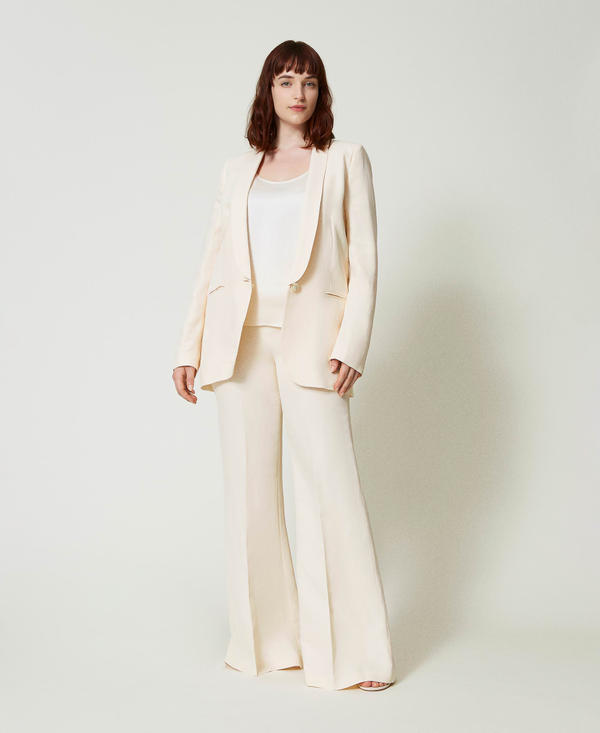 Pantaloni flare in misto lino