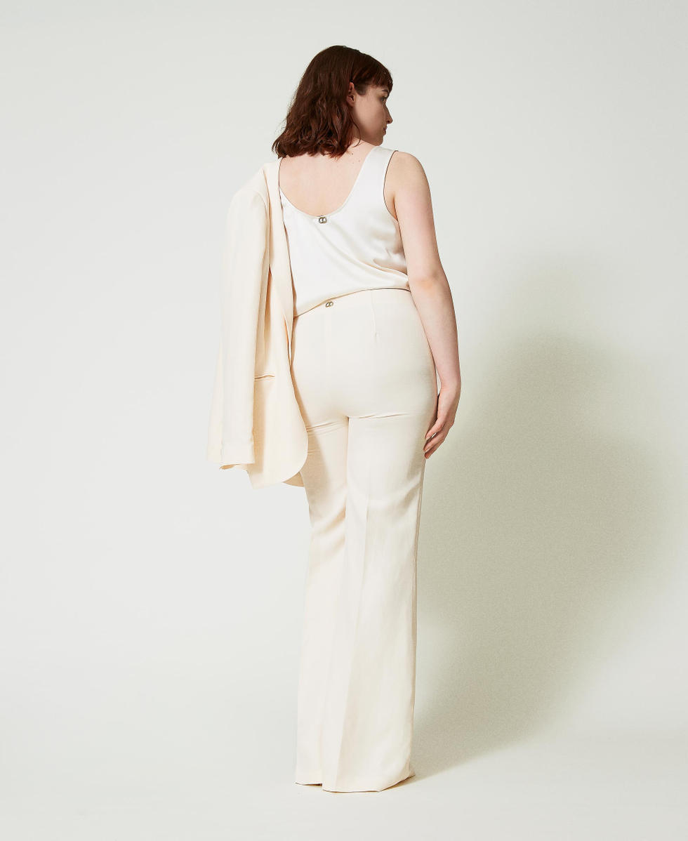 Flared linen blend trousers