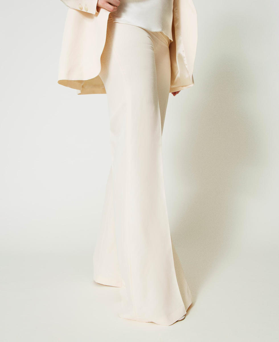 Flared linen blend trousers