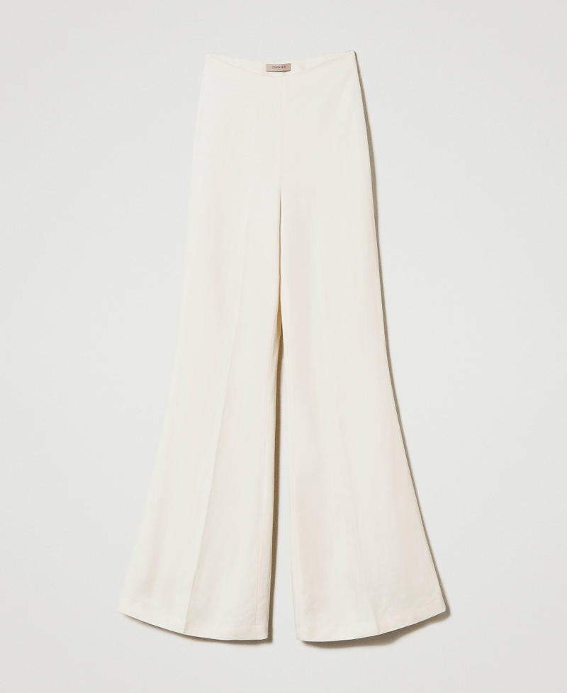 Flared linen blend trousers